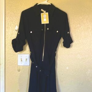 Black Michael kors belted dress  new  size small shirt sleeve a great business